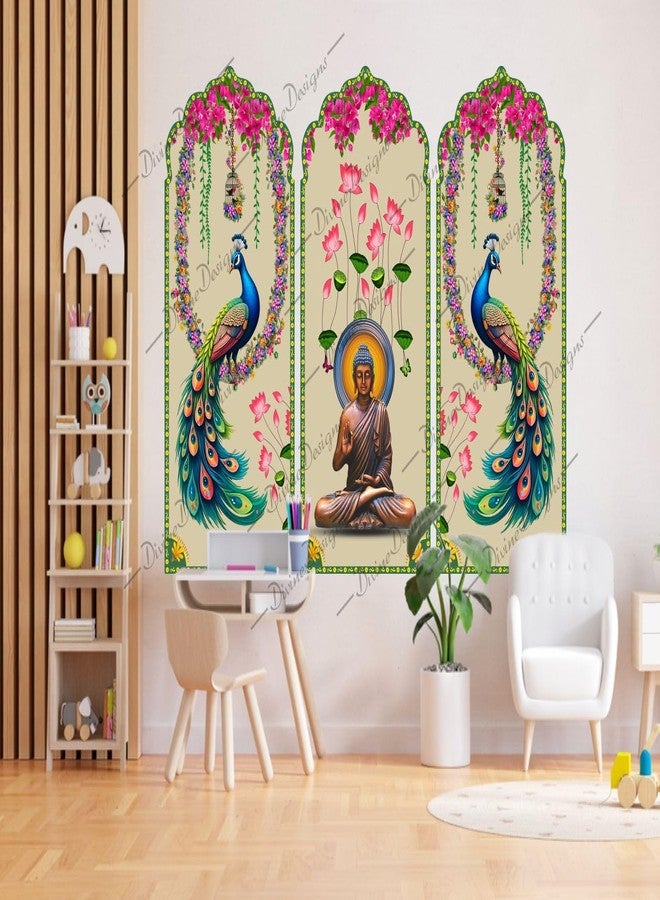 DivineDesigns ملصق حائط ذاتي اللصق من الفينيل PVC بتصميم غوتاما بوذا لتزيين المنزل/غرفة المعيشة (متعدد الألوان) من DivineDesigns - Image 1